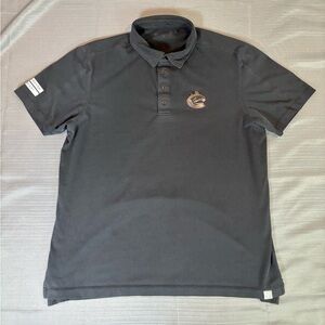 NHL Vancouver Canucks Black Performance Polo Shirt Mens Large Hockey Golf Shirt